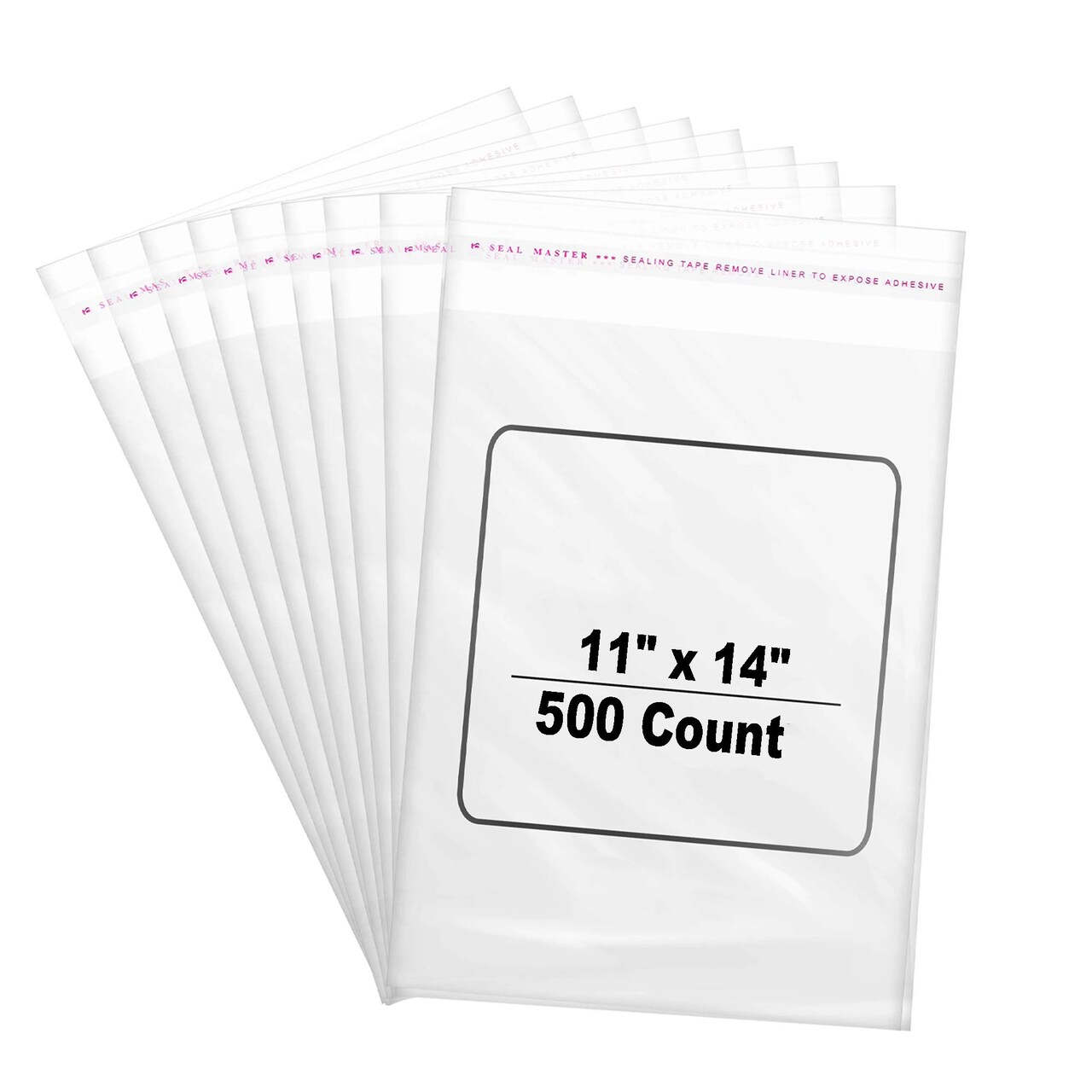 500 Count Clear Cellophane Resealable Bags Self Seal 11" x 14" for Gifts, Crafts, and Party Favors